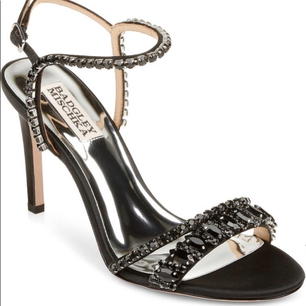 Badgley Mischka Collection Marina Black Open Toe Heel Size 5